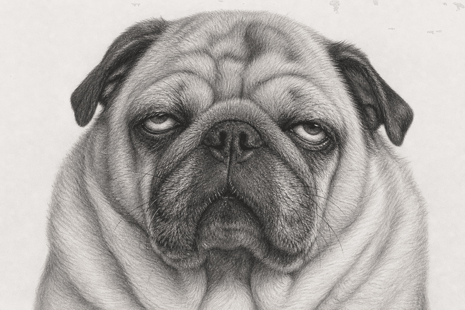 Early sketch: Puggsy with high eyes (v2).