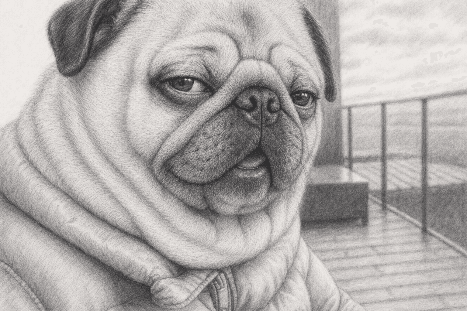 Puggsy taking a balcony selfie, take two.