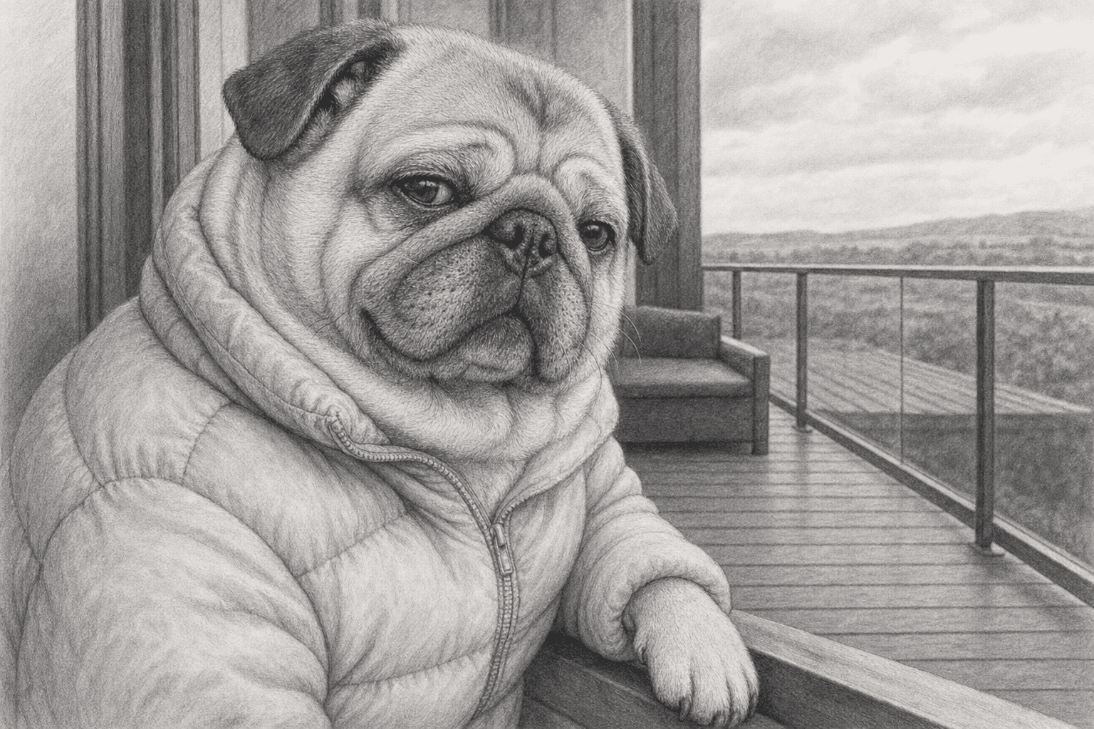 Puggsy taking a balcony selfie, take four.