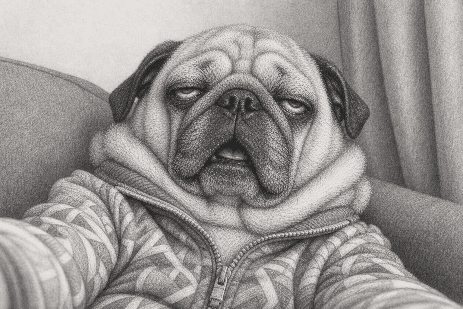 Puggsy melting into the couch, take one.