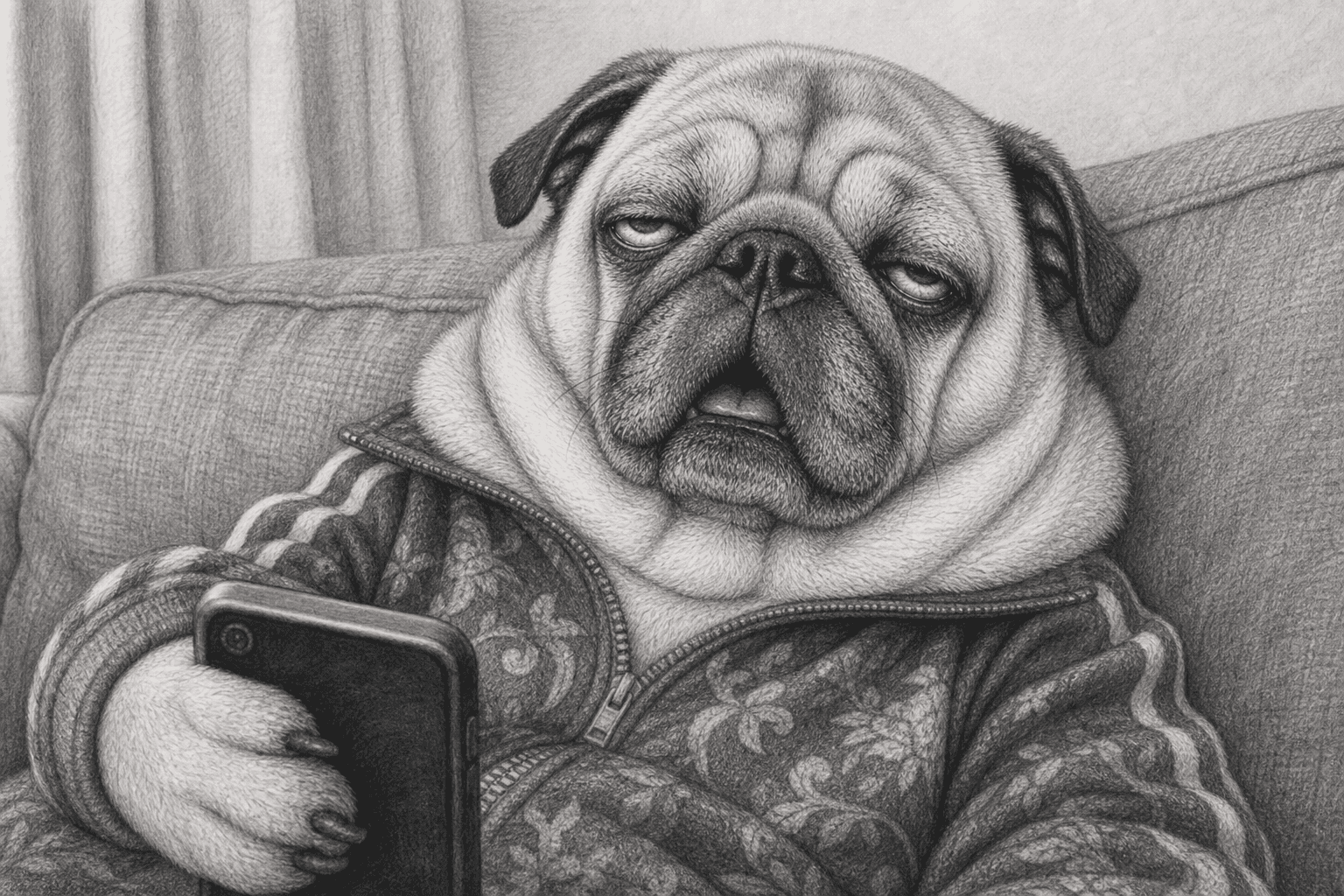 Puggsy melting into the couch, take three.