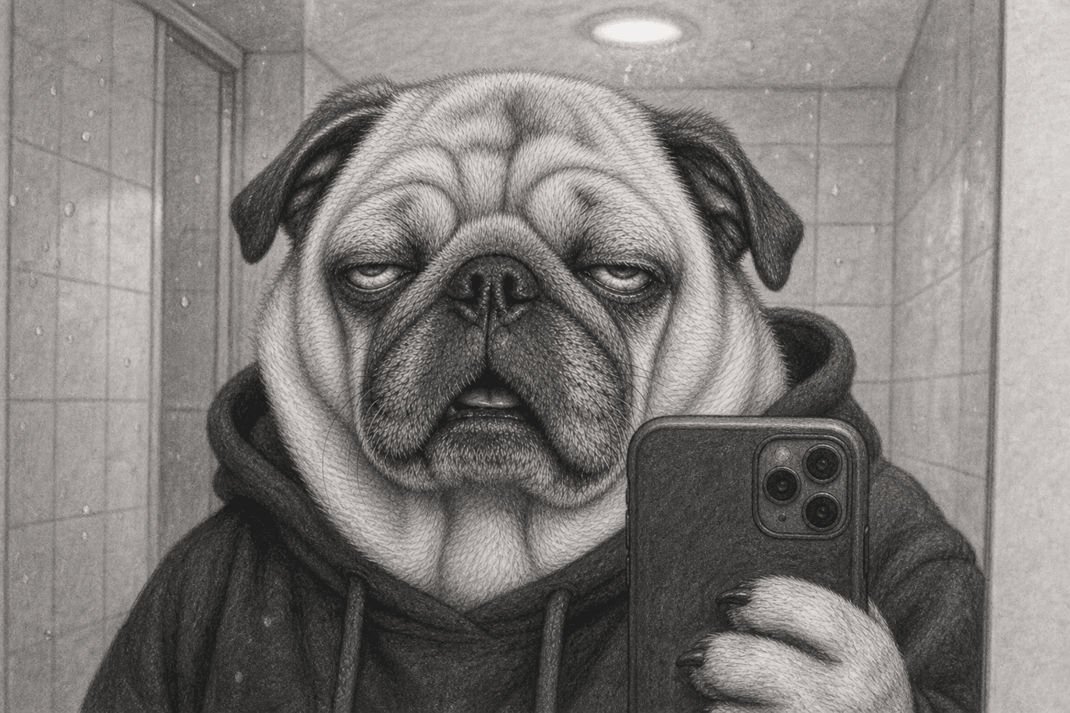 Puggsy meeting himself in the mirror, take two.