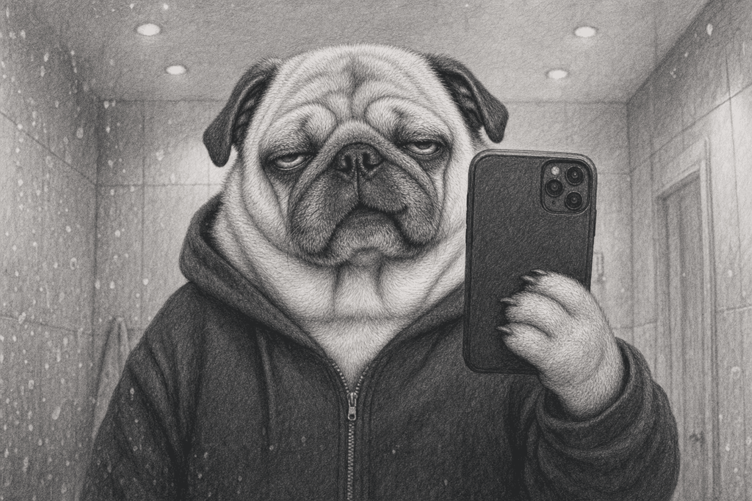 Puggsy meeting himself in the mirror, take three.