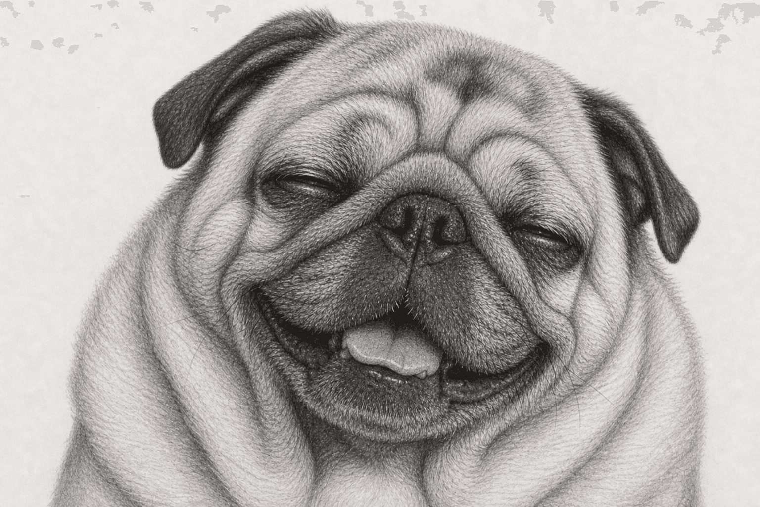 Puggsy grinning a little too wide.
